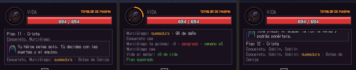 El registro, con la pieza de cada efecto